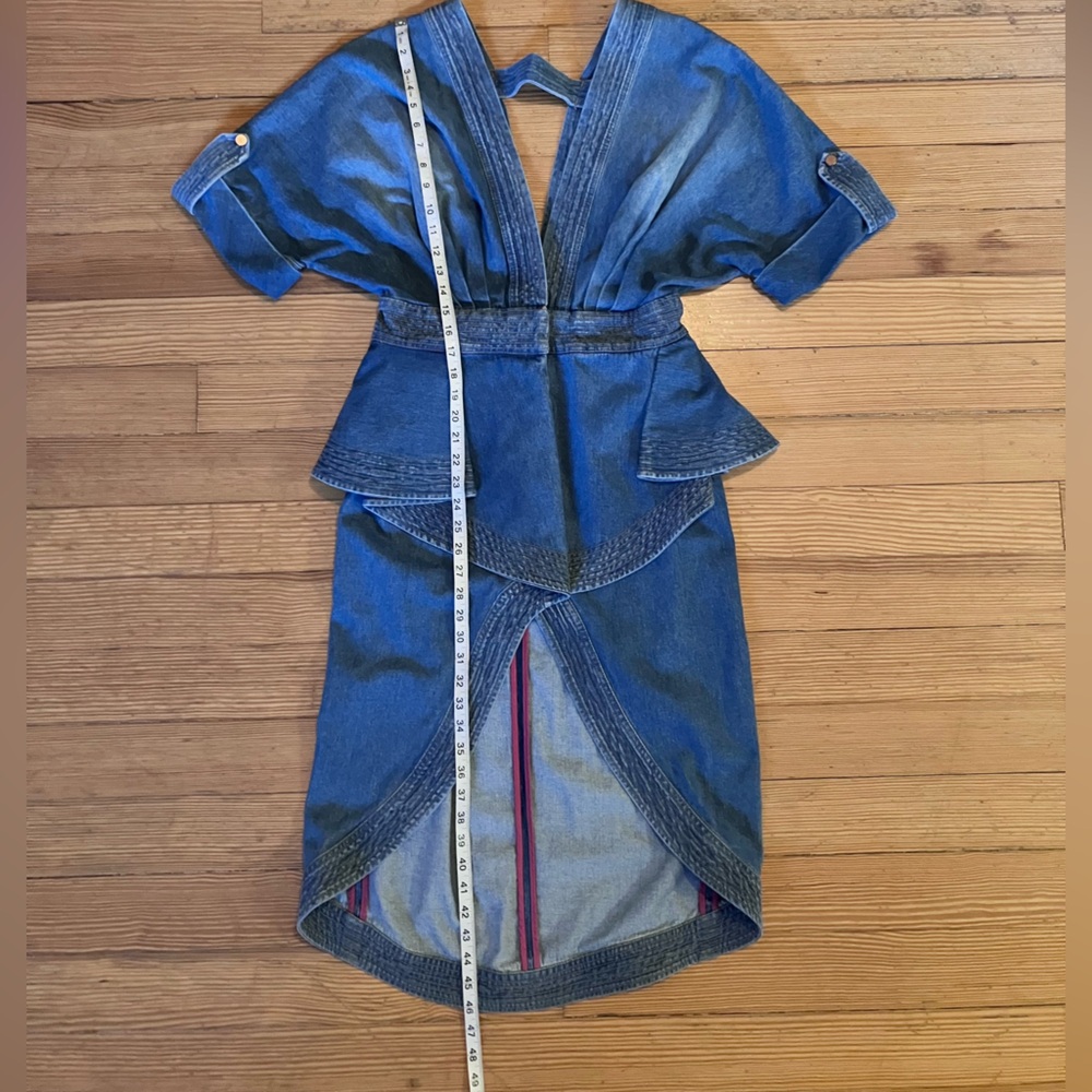 Johanna Ortiz Nuevo Mexicana Denim Trench Coat Dress Sz 4 - Picture 9 of 15